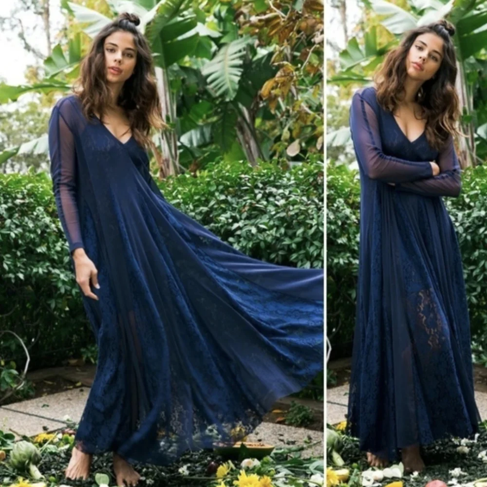 Witchy Gothic Lace Slip Maxi Dress We Are HAH Free People - Picture 9 of 11